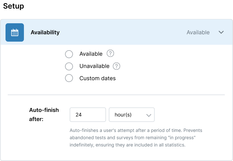 Set survey availability dates